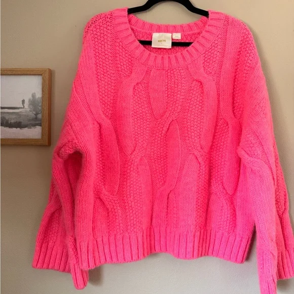 Maeve Pink Chunky Knit Sweater | Women’s Size Medium | Anthropologie - Picture 2 of 8